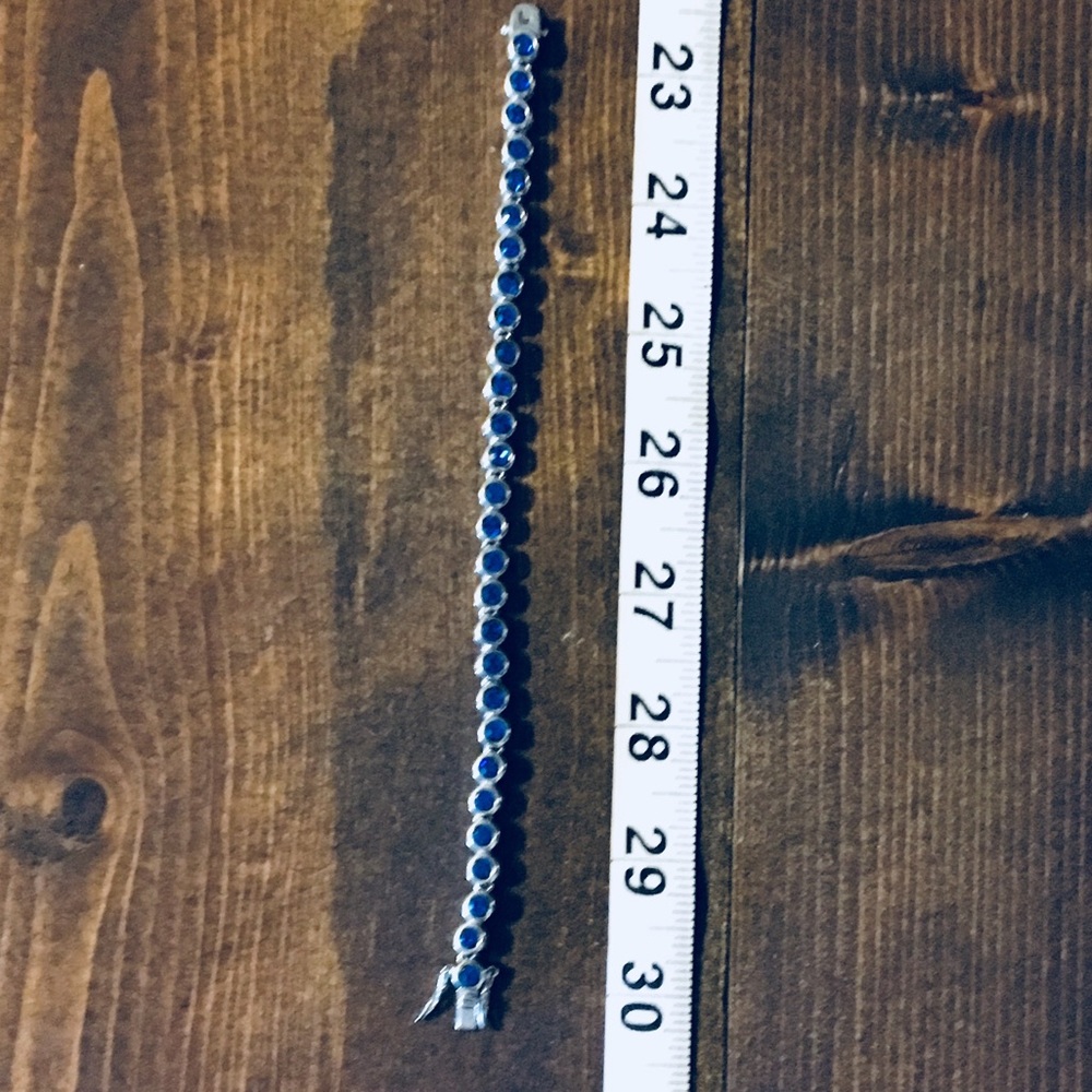 Blue Rhinestone Tennis Bracelet - Picture 5 of 8